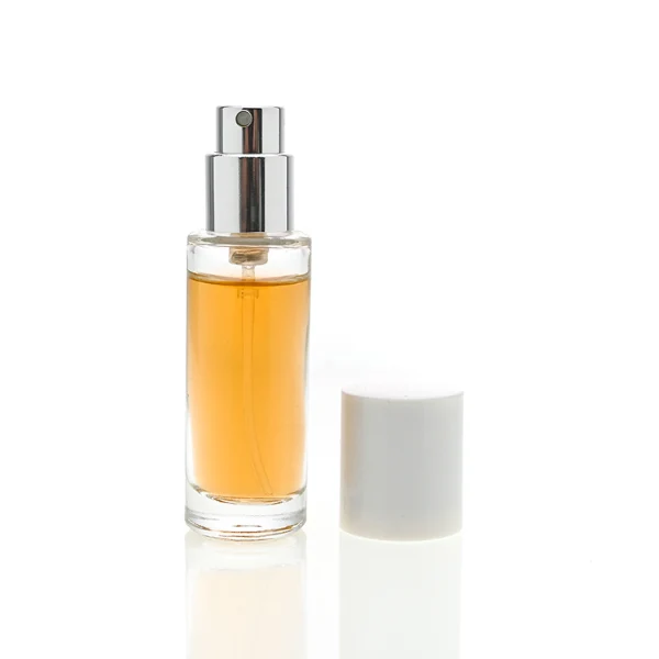 HUA0029 perfume bottle, slim cylindrical round clear glass purse-spray bottle featuring a tall cylindrical plastic cap with a smooth high-gloss shiny finish, elegant compact modern fragrance packaging design available in 10ml, 15ml, 20ml, and 30ml