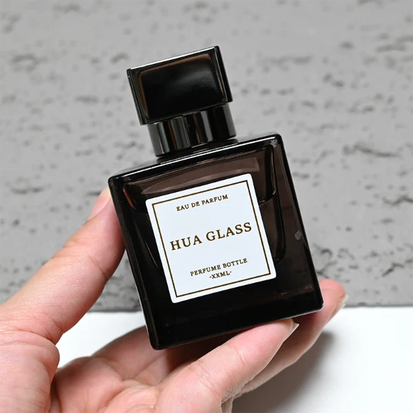 HUA0266 Perfume Bottle – Square Glass with Geometric Zamac Cap, 30ml, 50ml, 100ml (6)