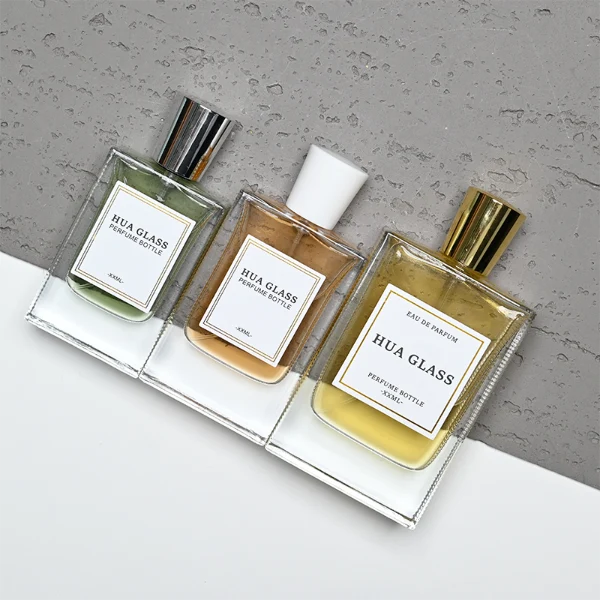HUA0274 Perfume Bottle – Rectangular Glass with Tapered Plastic Cap, 30ml, 50ml, 100ml (6)