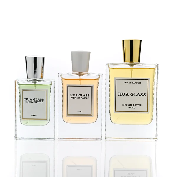 HUA0274 Perfume Bottle – Rectangular Glass with Tapered Plastic Cap, 30ml, 50ml, 100ml (8)