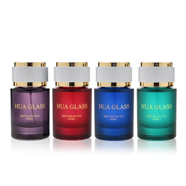 HUA0326 Perfume Bottle – Rounded Glass with Layered Cylindrical Plastic Cap, 30ml, 50ml, 100ml (24)