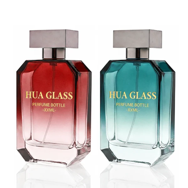 HUA0328 perfume bottle, rounded cylindrical semi-transparent amber or smoky black glass body with soft curved corners and thick base, 100 ml liquid, cylindrical leather-wrapped plastic cap with glossy gold top detail and matching gold bottle neck, clean blank bottle surface, modern minimalist luxury design, ideal for gifting and daily use.