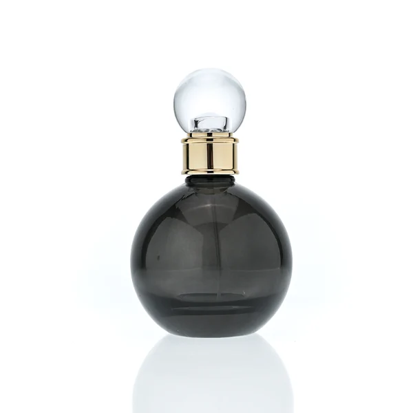 HUA0396 Perfume Bottle – Spherical Clear Glass with Gold Textured Neck and Transparent Ball Plastic Cap, Romantic Vintage Design (7)