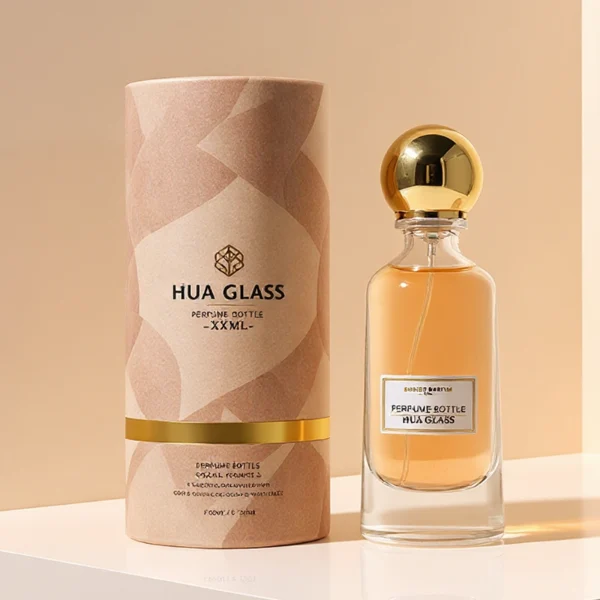 HUA0398 Perfume Bottle – Elongated Clear Glass with Heavy Bottom and Shiny Spherical Magnetic Plastic Cap, Modern Luxury Design (12)