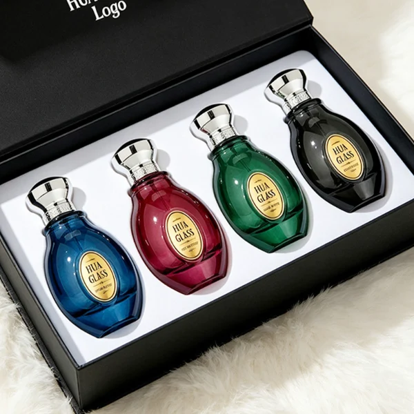 A 100ml clear glass perfume bottle with a smooth, globular curved profile and a thick base. The neck features a detailed metallic collar paired with a silver crown-motif cap topped with a dark glossy insert.