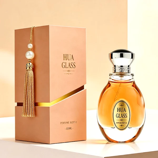 A 100ml clear glass perfume bottle with a smooth, globular curved profile and a thick base. The neck features a detailed metallic collar paired with a silver crown-motif cap topped with a dark glossy insert.