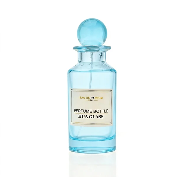 HUA421 Narrow Neck Cylindrical Glass Perfume Bottle Clear Heavy Base Packaging with Round Ball Cap (5)