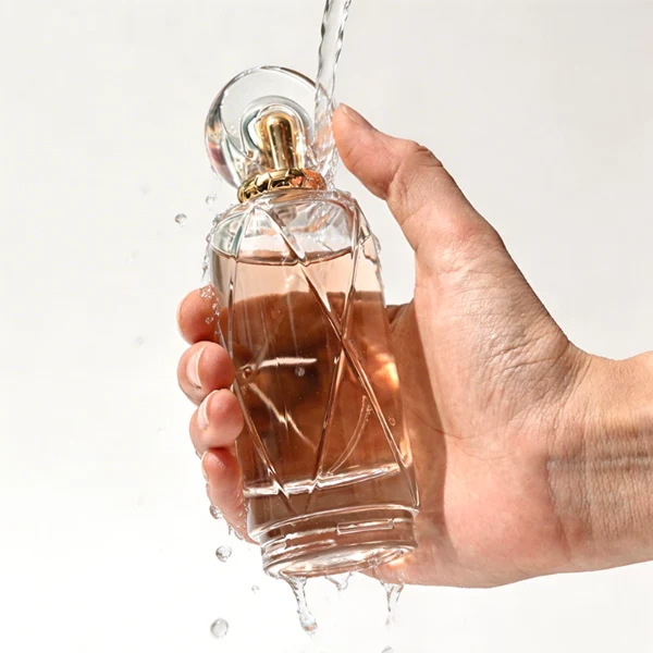 HUA430 Lattice Cylindrical Glass Perfume Bottle Gradient Ombre Packaging with Clear Ring Plastic Cap4 (11)