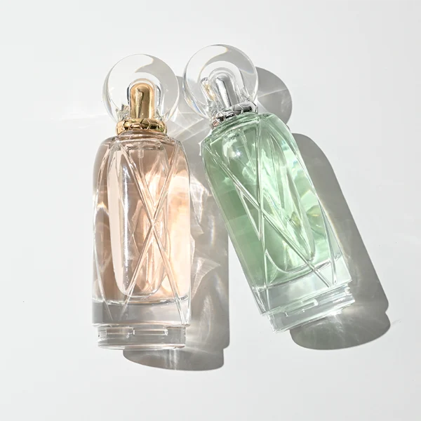 HUA430 Lattice Cylindrical Glass Perfume Bottle Gradient Ombre Packaging with Clear Ring Plastic Cap4 (8)
