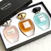 HUA0442 perfume bottle features a clear round curved glass body with a heavy base and is crowned with a modern premium pebble cobblestone-shaped silver or black plastic cap. Designed for wholesalers, it offers 30ml, 50ml, 75ml, and 100ml capacity options, delivering an elegant design that balances aesthetic refinement with durability for diverse fragrance lines.